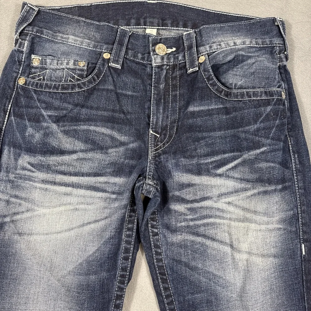 True Religion Super QT Straight NAT SN Jeans Pockets Heavy Stitch WHISKERING